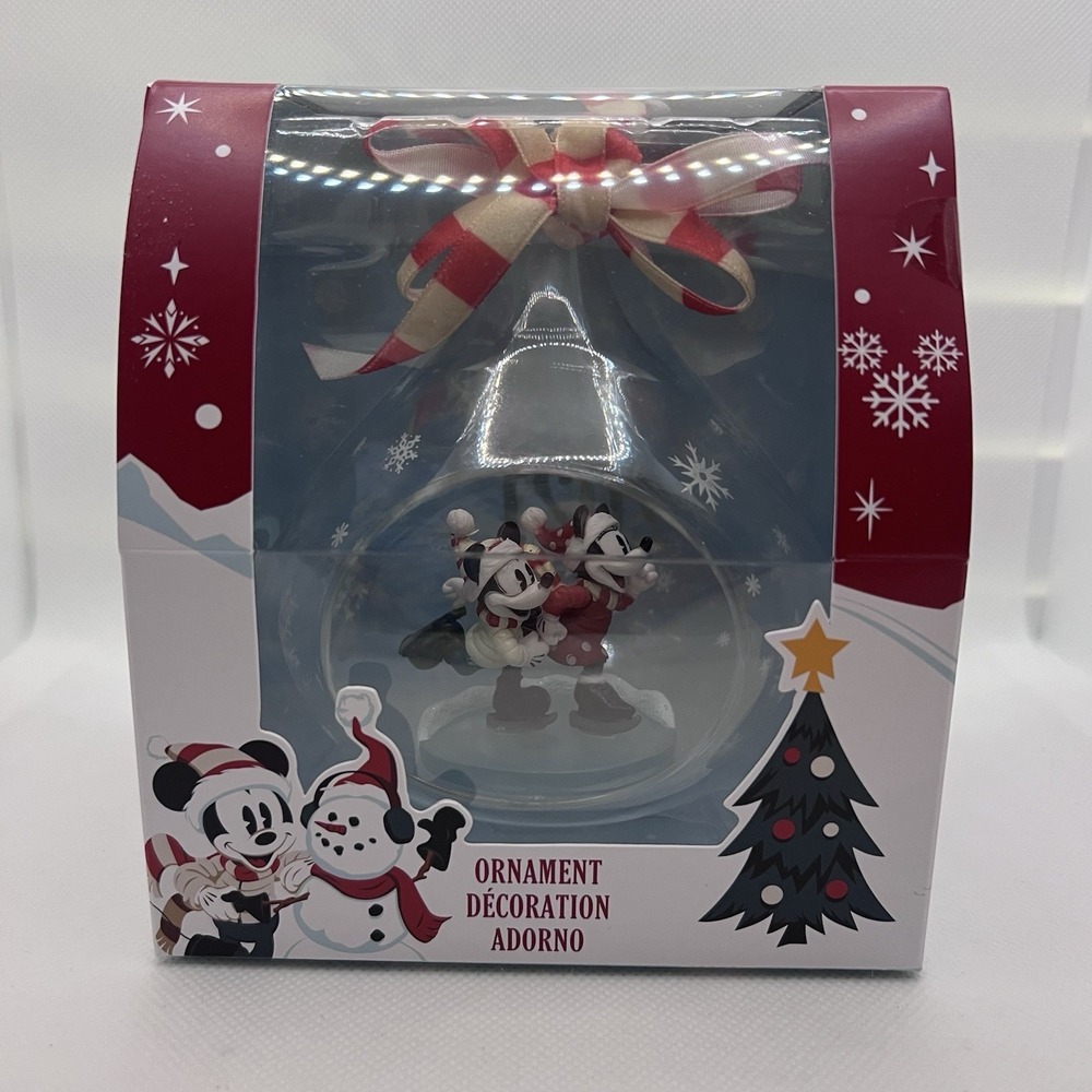 Disney Mickey Minnie Glass Drop Sketchbook Ornament 2021 NIB Holiday Decor